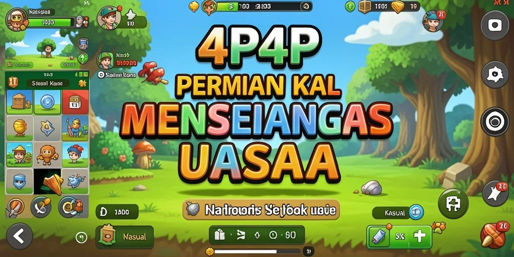 Tampilan antarmuka permainan 4P4P yang ceria dan penuh warna.