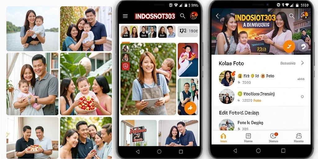 Antarmuka aplikasi Kolase Foto INDOSLOT303 dengan fitur menarik.