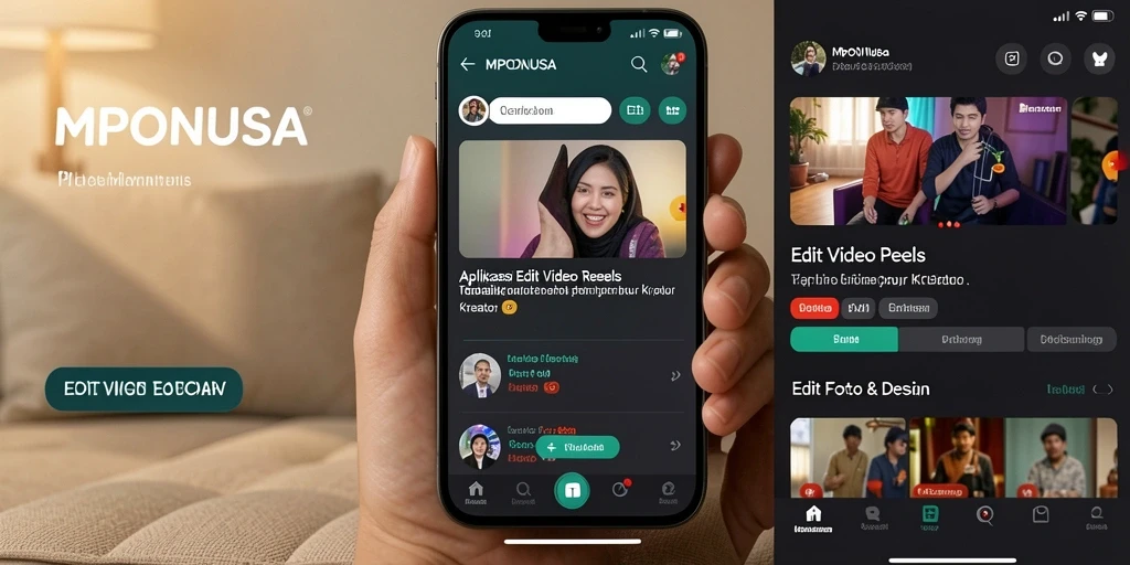 Antarmuka MPONUSA yang ramah pengguna untuk Edit Video Reels.