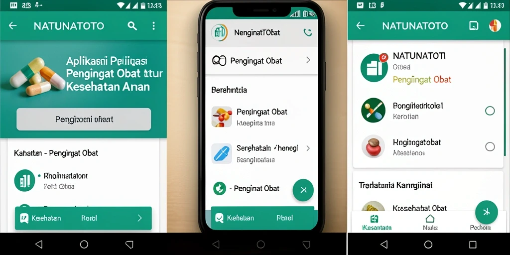 Antarmuka aplikasi NATUNATOTO yang intuitif dan mudah digunakan untuk pengingat obat.