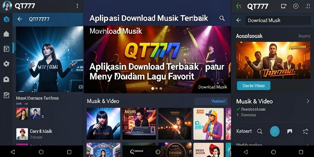 Antarmuka pengguna QT777 yang sederhana untuk Download Musik.